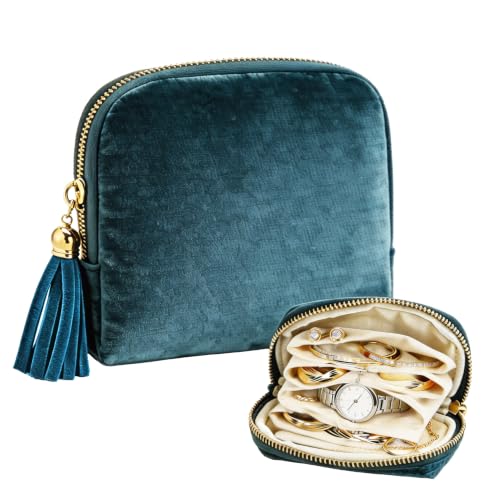 Coffret à bijoux Eichopmen - 6 étages velours - Organiseur portable bleu
