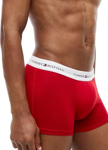 Tommy Hilfiger Boxers Lot de 3 Homme avec Ceinture à Motif Logo, Multicolore (Desert Sky/White/Primary Red), M