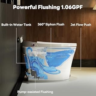 Casta Diva Smart Toilet with Bidet Built in, Auto Open/Close, Foam Shield, 1000g MaP Flush, Heated Seat, Foot Kick & Blackout Flush, Bidet Toilet with Night Light for Bathrooms