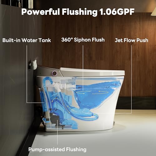 Image of Casta Diva Smart Toilet with Bidet Built in, Auto Open /Close, Foam Shield, 1000g MaP Flush, Heated Seat, Foot Kick & Blackout Flush, Bidet Toilet with Night Light for Bathrooms