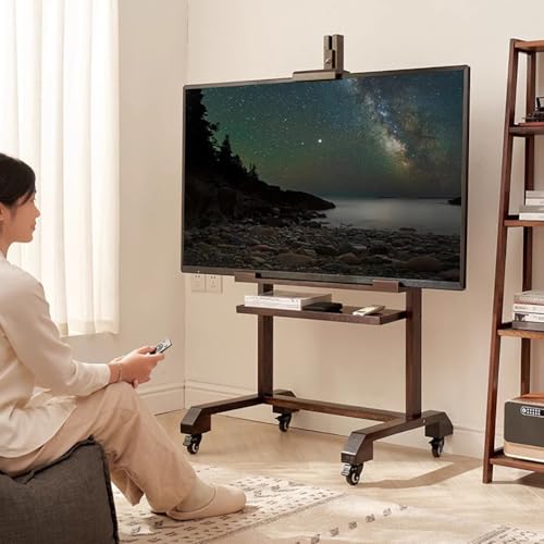 Soporte móvil de TV resistente de madera para 32-55 pulgadas miniatura 1
