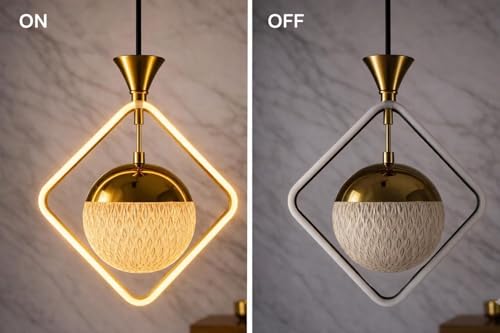 Image of Modern Gold Finish Energy Saving Ring Led Three Color (Wh /WW /NW) Pendant Hanging Light for Bedroom, Living Room, Restaurants, Dining, Coffee Shop, Home and Office