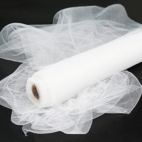 White Tulle Fabric Rolls, 54 Inch by 10 Yards (30 ft) Tulle Ribbon for Wedding Party Decoration Sheer Fabric Spool Bolt, Ceiling Decor, Tutu Skirt, Christmas Gift Wrapping, Soft & Drape (White)