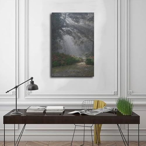 Impression sur toile forêt neutre paysage rustique déco murale 40x60 - 3