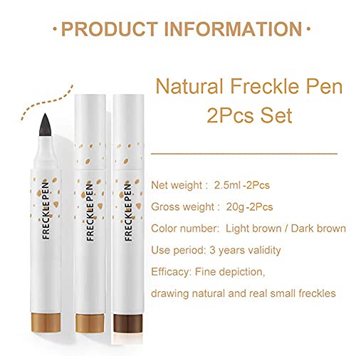 Evpct 2Pcs Natural Fake Freckles Phreckles Pen Kit Set,Light Brown & Dark Brown Faux Freckles Pen Pencil Makeup Set Long Lasting Waterproof Neutral Lightweight Freckle Tattoo Maker Tool thumb #1