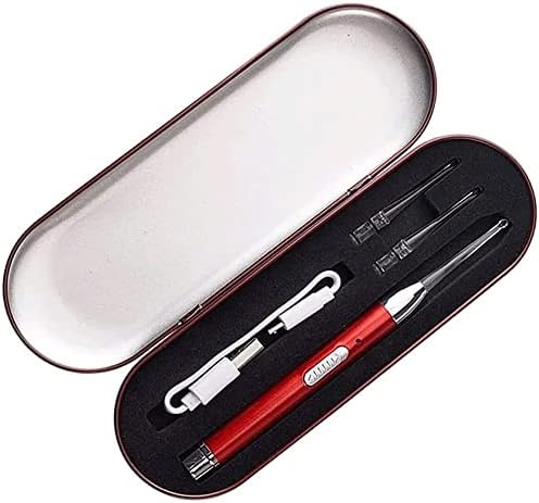 MXJCC Ear Wax Removal,Tool Set with LED Light/Ear Pick Digger/Twezzers/Spiral Spring Ear Spoon with Storage Box for Adults, Kids and Pets (Color : Red)