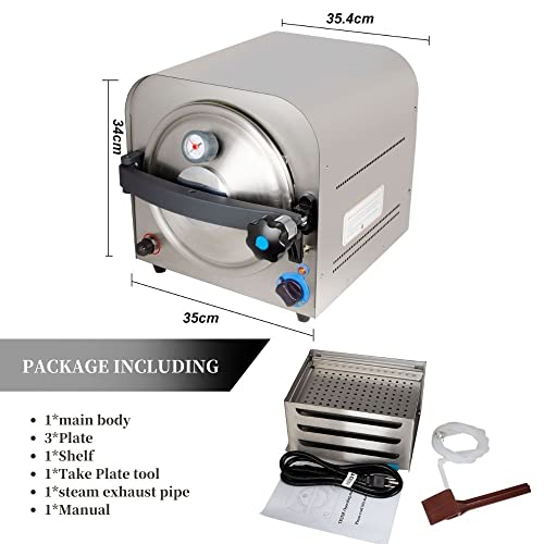 Tinsay 14L Dental Lab Autoclave Steam Equipment 110V 900W, Shipping from USA - Thumbnail 5