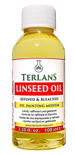 TERLANS - TERLANS Linseed Oil Refined, 3.38 Fl. Oz (100 ml) | Natural Oil Paint Thinner | Wood Preserver
