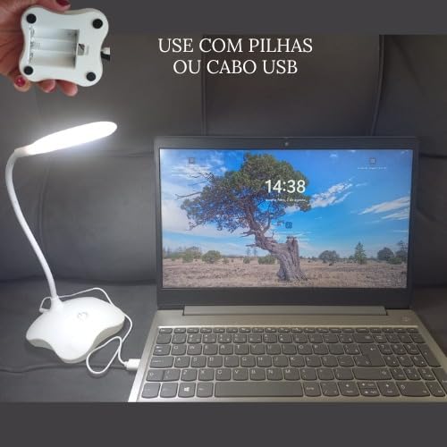 Luminária de Mesa com Haste Flexível Led Ferragens Paulista mais 1 Clip Organizador Fixador Adesivo