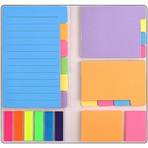 MeRaYo Sticky Notes Set Neon Memo Pad Divider Self Stick Notes Pads Bundle with Bookmark Index for Planner Sticky Notes Journaling Notebook Diary for School Home Office Supplies