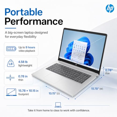 Image of HP New Released 17.3 inch FHD Business Laptop(2026 /2027Edition), Powerful AMD Ryzen 5 7430U(Beats Core i7-1335U), Wi-Fi 6, Bluetooth 5, Ultra Quiet Design, Long Battery Life, Windows 11 with MS365 for Web