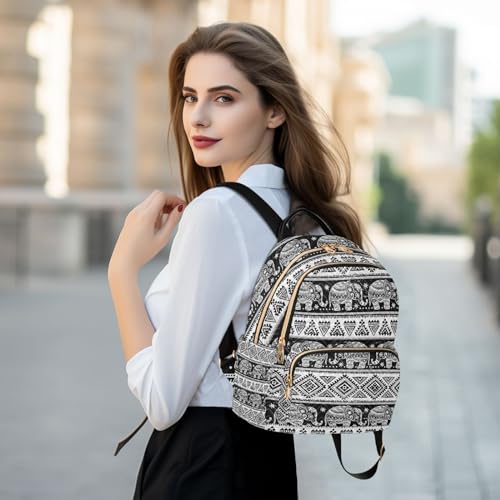Image of Women Fashion Backpack Purse Elephant Rucksack, M | Casual Lightweight Quilted Daypack Ladies Bag for College Travel Work
