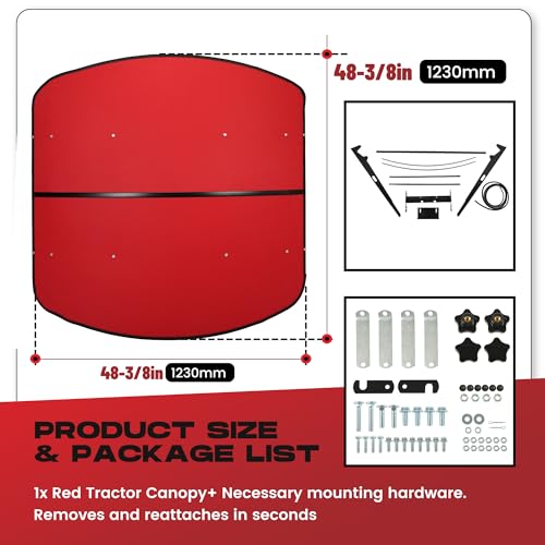Image of ECOTRIC Tractor Canopy for ROPS 48-3 /8 inch X 48-3 /8 inch - Red Rops Canopy for