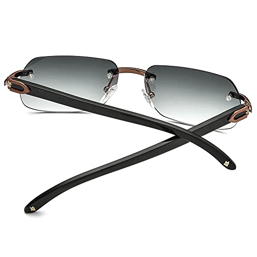 Image of HEPIDEM 100% Really Buffalo Horn Handmade Sun Glasses Square Rimless Luxury BUffs Sunglasses 0816