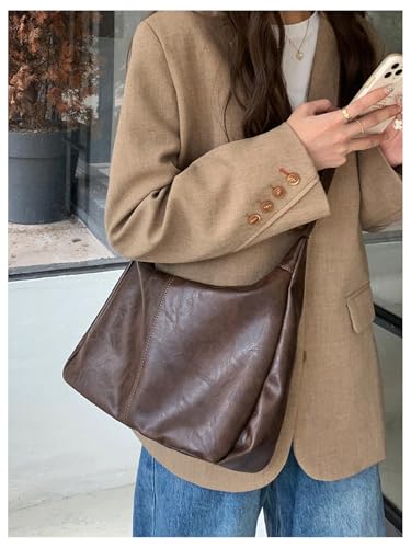 Image of Floerns Women's Soft PU Leather Crossbody Bag Vintage Slouchy Hobo Bag with Zipper