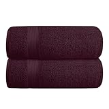 Belizzi Home Cotton 2 Pack Oversized Bath Towel Set 28x55 inches, Large Bath Towels, Ultra Absorbant Compact Quickdry & Lightweight Towel, Ideal for Gym Travel Camp Pool - Burgundy Red