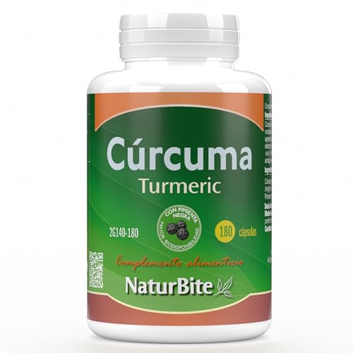 Cúrcuma con Jengibre y Pimienta Negra – 180 Cápsulas NaturBite