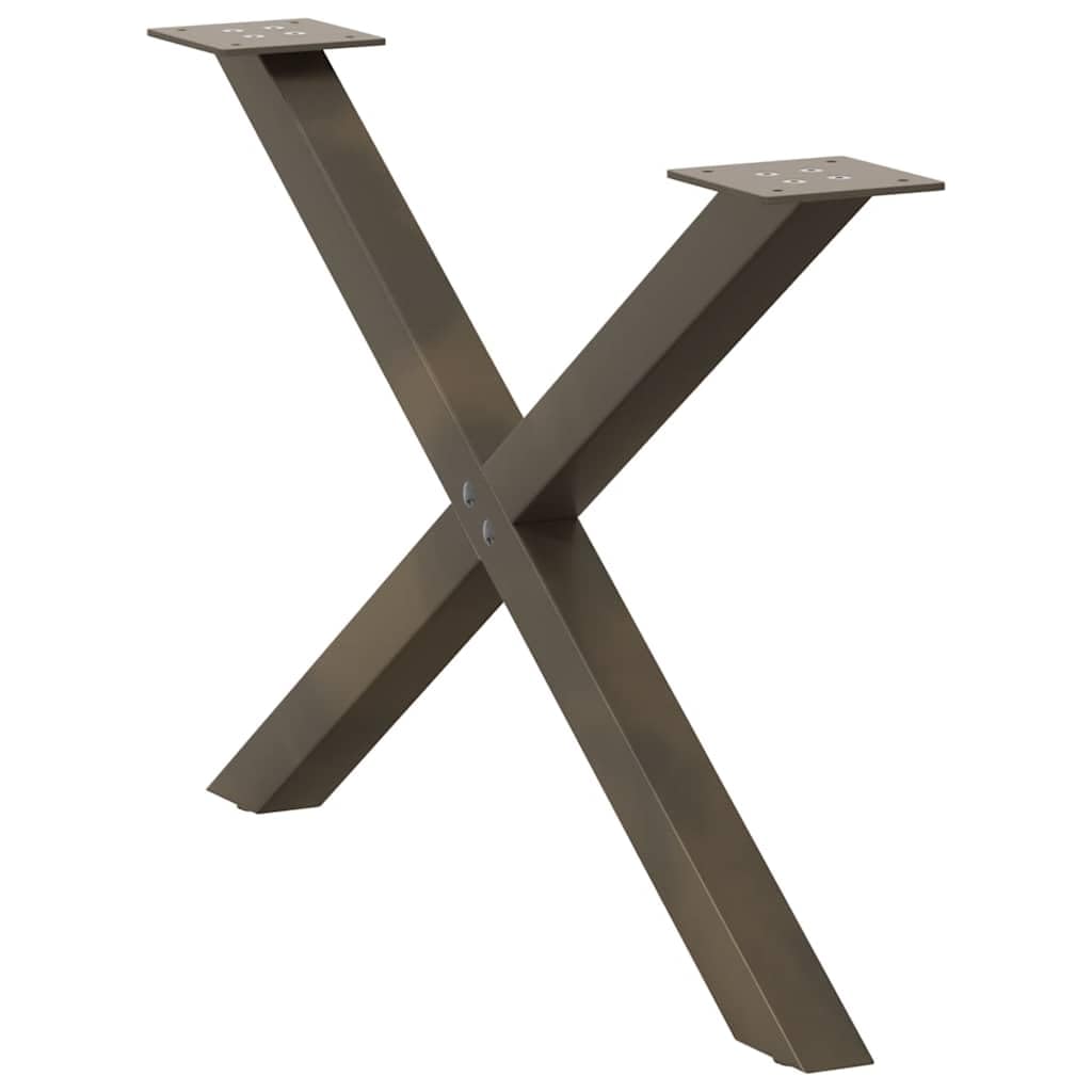 Nogi do stolika kawowego w kształcie litery X, 2 sztuki, stal naturalna, 70 x (42-43) cm, wytrzymały stelaż stalowy z regulowanymi nóżkami poziomującymi, zapewnia stabilność, nowoczesne