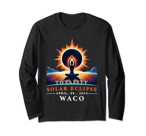 Yoga , Total Solar Eclipse 2024 Waco Long Sleeve T-Shirt