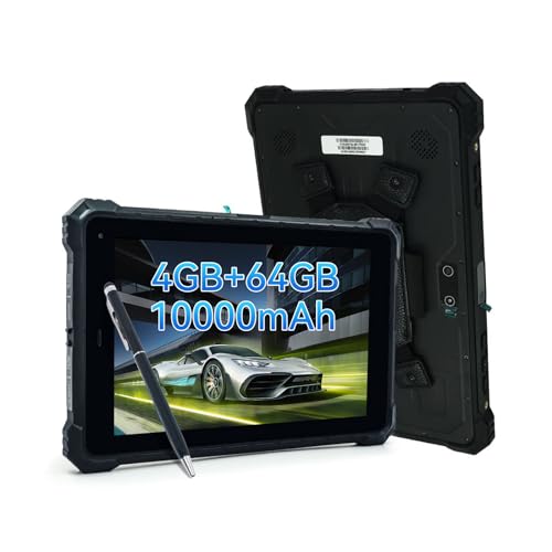 Image of Rugged A10ST-S Android 10 Industrial Tablet, 4G LTE, 8MP+16MP, 4GB+64GB, 10000mAh Battery, WiFi, GPS, NFC, 700nit, 1280x800 IPS, IP68 Waterproof