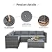 Aweather 6 Seater Rattan Corner Sofa Set Rattan Garden Furniture Set All-Weather PE Rattan Wicker Patio Conversation Set with Modern Glass Coffee Table and Washable Cushions (Gray)