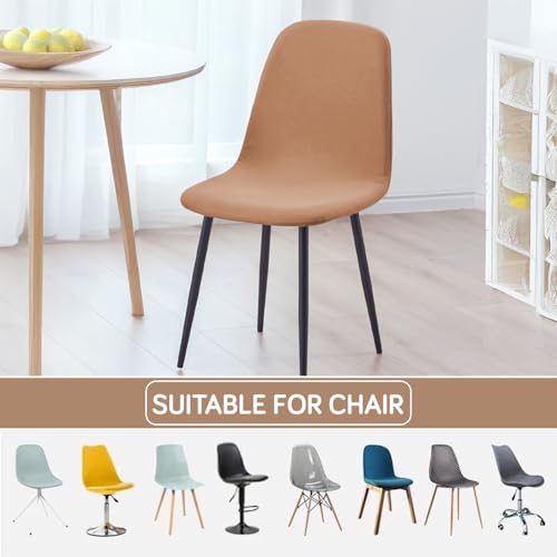 Image of HOKIPO 'SereneSolids' 140 GSM Shell Chair Cover, Mid Century Modern Dining Chair Cover, Pack of 1, Camel (AR-6248-CML)