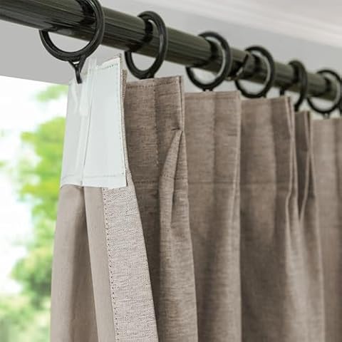 LANTIME Light Brown Blackout Drapes 102 inches Long, Pinch Pleated Faux Linen Textured Window Curtains, 26" W x 102" L,2 Panels Cover