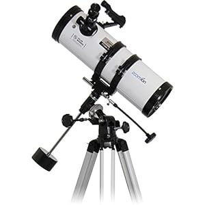 Zoomion Philae 114/500 EQ Reflector telescopio – anteojo astronómico con trípode, Montura y oculares para niños y Principiantes