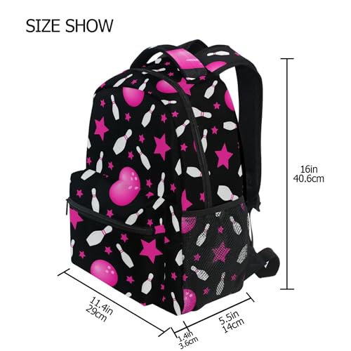 Fisyme Bowling Pinks Stars Laptop Backpack Bag Bookbag Casual Hiking Travel Computer Notebooks Daypacks2