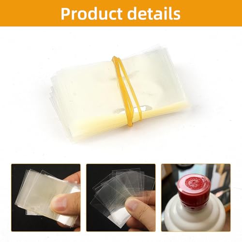 Image of 600PCS Clear PVC Shrink Wrap, 1.73 X 1.18 Inch PVC Heat Shrink Wrap, Plastic Heat Shrink Band Cap Seal /Clear Perforated Heat Shrink Wrap for Travel Cosmetic Bottle, Plastic Shrink Wrap for Jar, Can