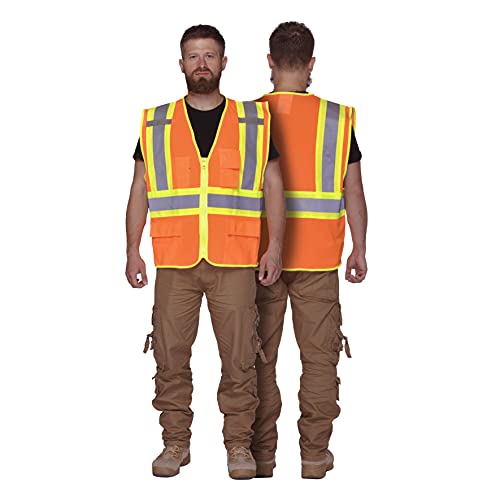 Image of KAYGO Reflective High Vis Safety Vest with Pockets for Men and Women KG0100 | Breathable Polyester Lightweight, Two-Tone, for Construction, Warehouse, Surveying, Cycling, Machine Washable
