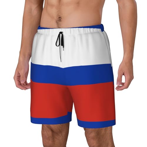 Russian Flag Built-in Compression Lining Men's Double Swim Trunks Shorts Beach Shorts with Two Pockets2