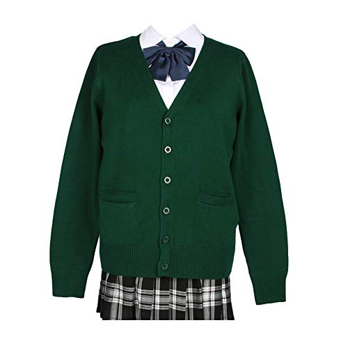 Image of jinghuiyue Women's Cardigan School Uniform Sweater V Neck Button Down Knit Cardigans Coat with Pockets