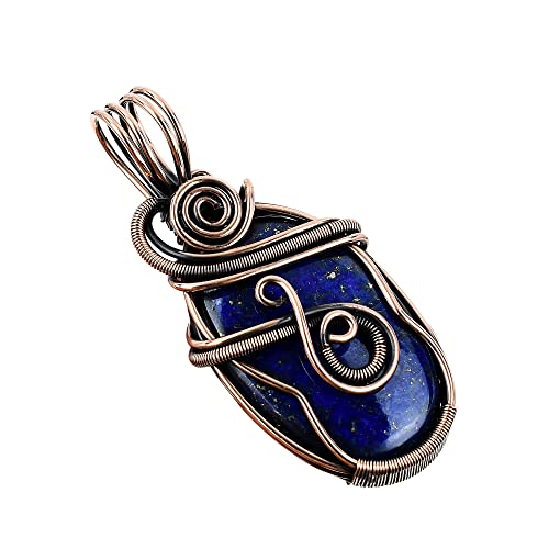 Natural Gemstone Pendant Copper Wire Wrapped Jewelry Necklace