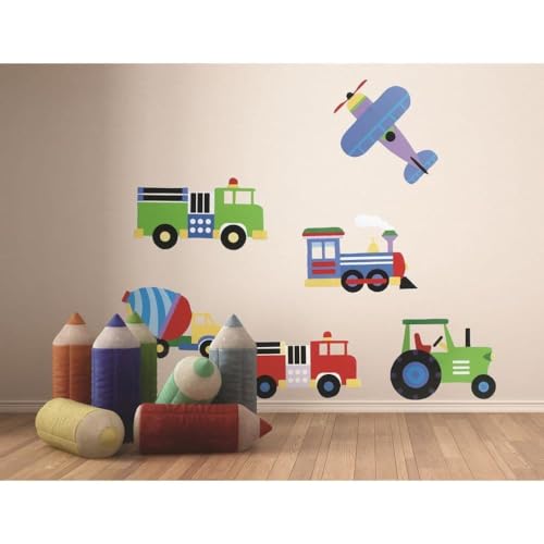 Vinilos decorativos de pared Wallies trenes y camiones 6 piezas miniatura 3