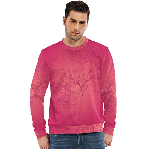 Montoj Herren-Sweatshirt, Blumenmuster, leicht, Rundhalsausschnitt, Rosa Gr. L, 1 Cover