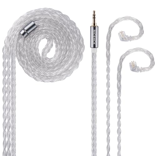 NICEHCK IcyMoon イヤホンリケーブル 16芯高純度単結晶銅OCCと銀メッキ無酸素銅OFCミックス qdc 2Pin 3.5mm シルバー 交換用 アップグレードケーブル 金属製コネクタ 着脱式 hifiリケーブル 1.2m DIY (3.5m