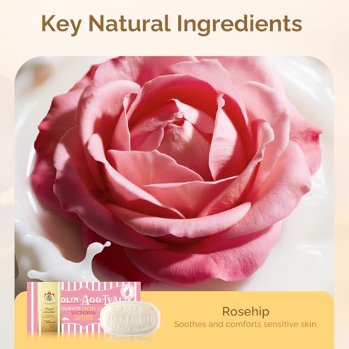 Image of VICTORIA Swedish Egg White Facial Soap Bar Gift Set, Deep Pore Cleanser, Gentle Hydrating Cleanse with Rose Water for Dry & Sensitive Skin, (1.7 oz Each, 6 Bars)