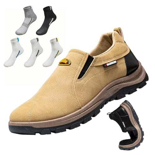 Chaussures orthopédiques pour homme - Chaussures de marche à enfiler avec soutien de la voûte plantaire - Chaussures d'extérieur légères - Chaussures de randonnée et de travail, kaki, 39 1/3 EU
