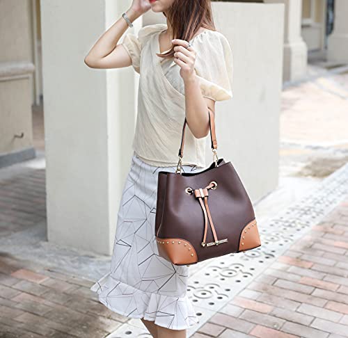 Image of MKF Collection Women's Bucket Bag With Wristlet Wallet, Vegan Leather Hobo Bag Handbag Set Crossbody Bag by Mia K