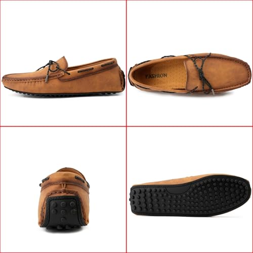 Men's Slip on Moccasins Penny Loafers Casual Lace up Flat Driving Shoes Hand Stitching Lightweight Comfort Dress Boat Shoes Oxford Outdoor Walking Shoe4