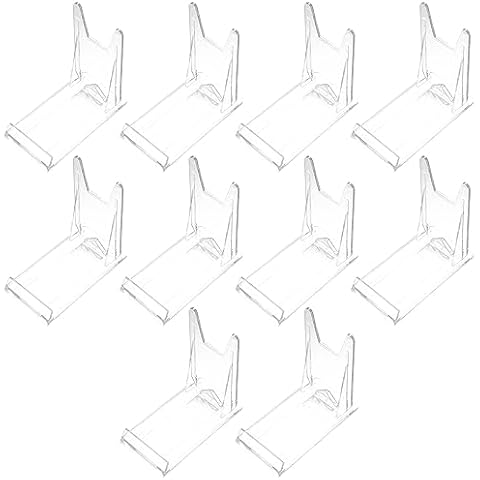 Xujinsongg Acrylic Display Stands, 10pcs Acrylic Plate Stands for Display, Plastic Clear Easels Stands, Adjustable Picture Photo Cards Plate Display Holders for Home Office Festival Party Display Cover