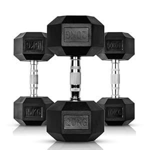 EXTREME FITNESS Hex Dumbbells Rubber Weight Sets Dumbbell Gym Equipment for Home and Commercial Use Weight Lifting Strength Training Select From Wide Range of Pairs 1KG – 50KG