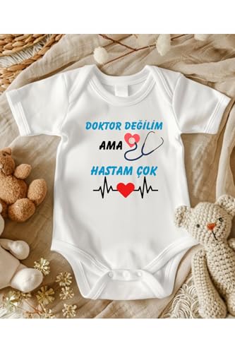 Lupi Yazılı Zıbın Eğlenceli Yazılar Komik Hediyelik Bebek, Ekru-Turkuaz-Kırmızı, 1 Yaş