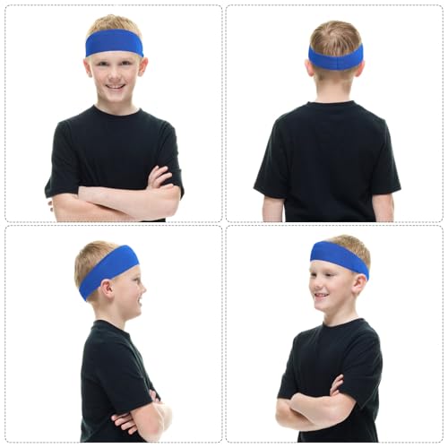 Image of 3 Pcs Kids Sports Headbands Boys Girls Athletic Elastic Sweatbands Children Soft Moisture Wicking Hairband Absorbing Sweat Band for Football Basketball Running Tennis