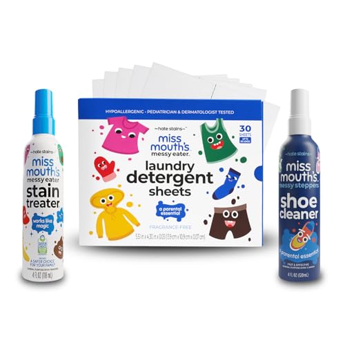 Miss Mouth's Messy Eater Stain Treater Spray - 4oz Stain Remover - 4oz Messy Stepper - Laundry Detergent Sheets
