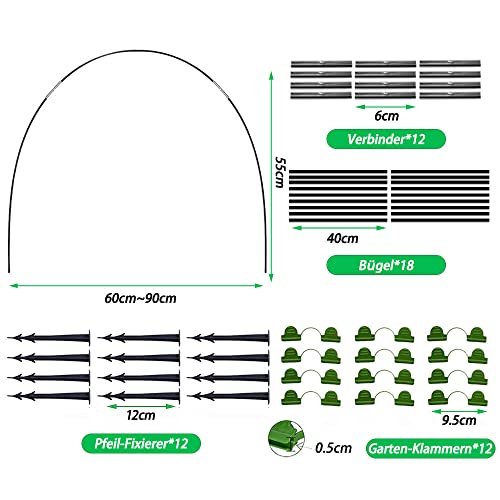 Anyingkai Gewächshausreifen Folientunnel,Bögen Für Folientunnel,Gartentunnel Reifen,Gewächshausreifen Fiberglas,Tunnelbogen Für Hochbeet,Gartenreifen Hochbeet – Bild 3