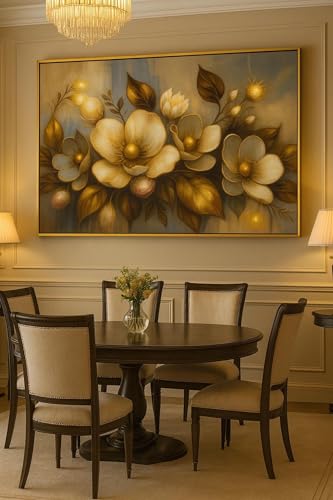Impression sur toile florale dorée 40x80cm pour salon moderne