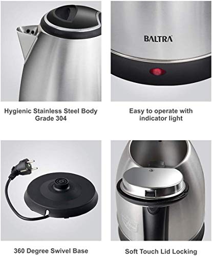 Image of Baltra Victory Electric Kettle1100W Stainless Steel Auto Cut-Off Feature 1.8 Litre Multipurpose(Silver)