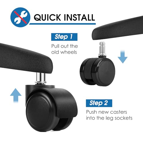 Maxgear MAXGEAR-2IN PU LEATHER WHEEL-WHE-5 PACK 2 Inch Office Chair Wheels Heavy Duty Replacement, Mute Rubber Rotating Desk Chair Caster Wheels thumb #5